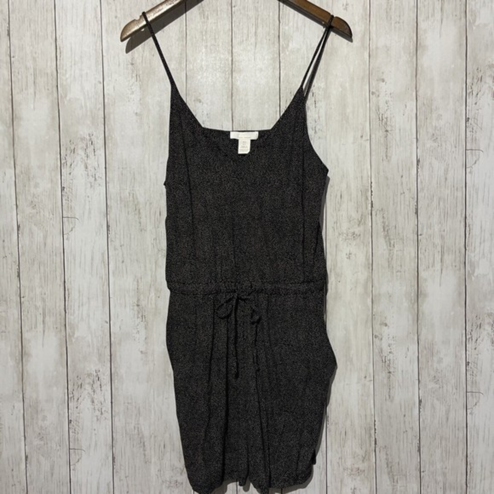 H M Basics Black White Polka Dot Spaghetti Strap Drawstring Waist Romper Size‎ S